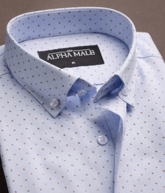 Sky Blue with Brown Polka in Woven