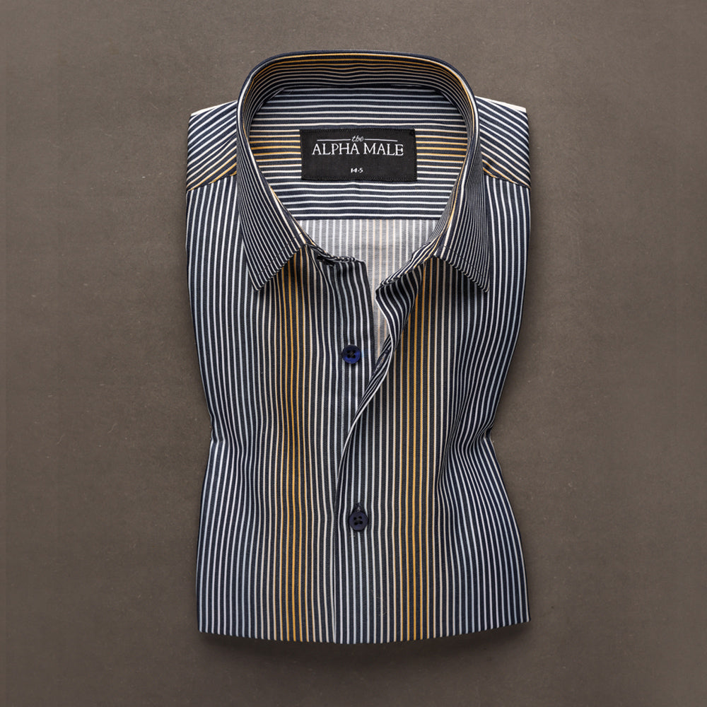 Shaded Orange & Navy Stripes